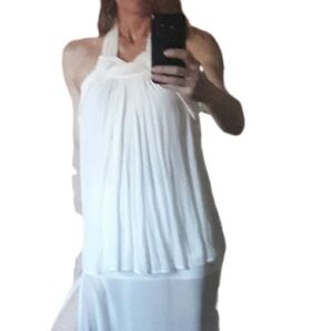 Zara White Backless Halter Top